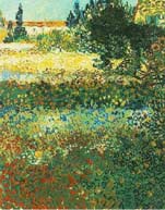 Flowering gardens near Arles, as painted by Vincent van Gogh